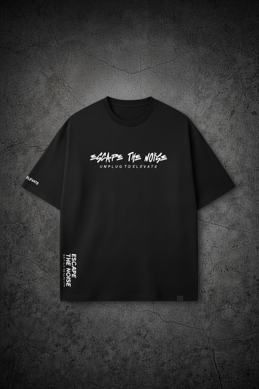 Black Silent Frequency Tee - Front on Dark Background